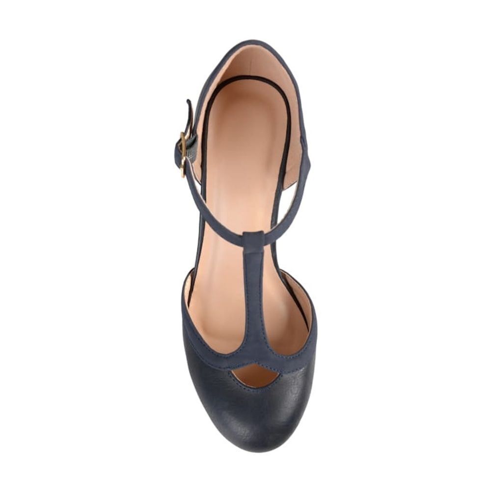 Navy T-Strap Heels - Picture 2 of 5
